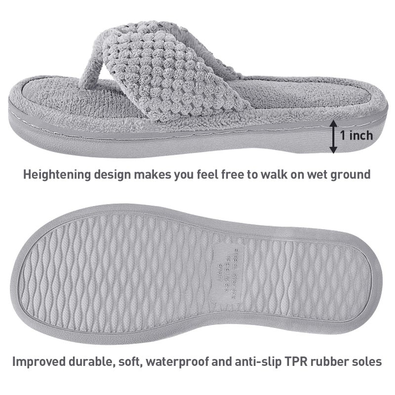 Parlovable Women's Flip Flop Slippers Memory Foam Slip on Thong Slipper, Breathable Cozy Open Toe House Shoes, Anti-Skid Rubber Sole Sandal Indoor Outdoor Grey 9-10 - Image 3